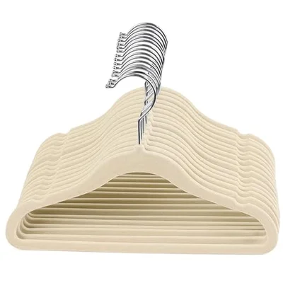 Panzy Home Kids Velvet Clothes Hangers - Cream / 21 Cm x 29.2 Cm
