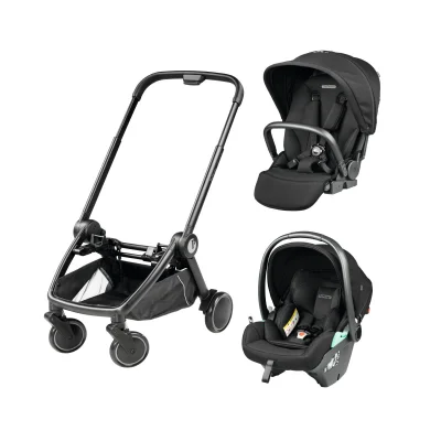 Peg Perego City Loop Chassis, Seat Unit & Primo Viaggio Car Seat Bundle - True Black - Grey