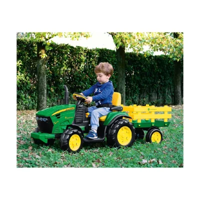 Peg Perego John Deer (Remote Control) Tractor With Trailer - Green