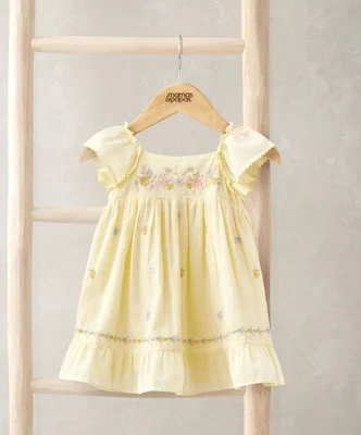 Peplum Frill Embroidered Dress