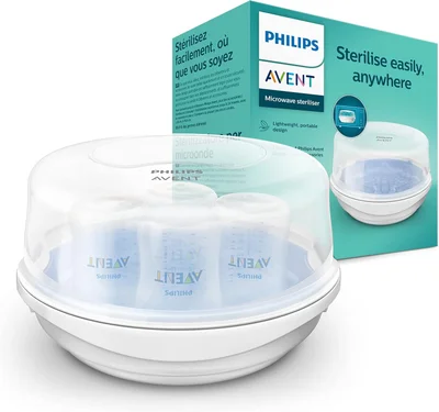Philips Avent Microwave Steam Sterilizer for Baby Bottles, Pacifiers, Cups and More (model SCF281/02) - Single