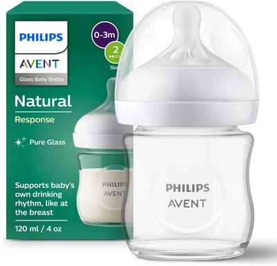 Avent Natural Response Glass baby bottle that works like the breast