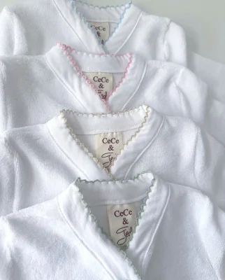 Picot Stitch Terry Towelling Sleepsuit - Pink / Newborn (with hat)