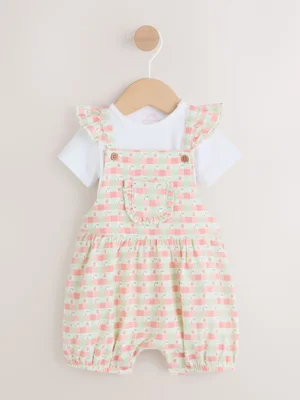 Pink Check Baby Dungarees and Bodysuits Set 2 Piece (0mths-2yrs)