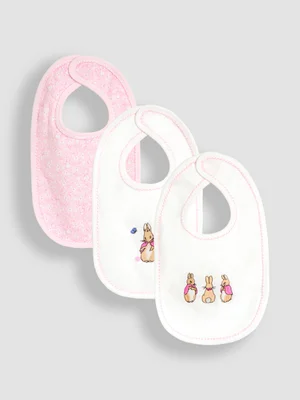 Pink Ditsy Floral Flopsy 3-Pack Bibs