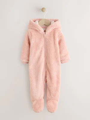 Pink Fleece Baby Pramsuit (0mths-2yrs)