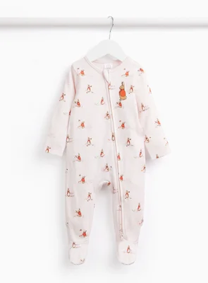 Pink Flopsy Print Sleepsuit