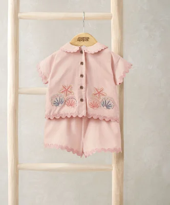 Pink Resort Shirt & Shorts Outfit Set