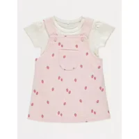 Pink Strawberry Pinafore and Bodysuit Outfit