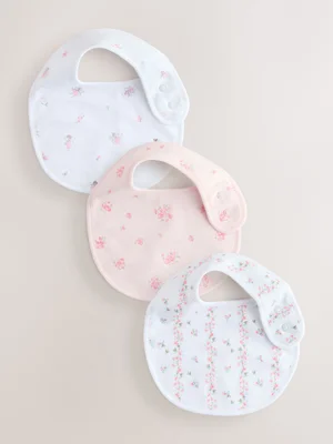 Roze/Witte Babyslabbetjes 3-pack