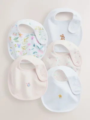 Pink/White Baby Bibs 5 Pack - Pink/White / Standard