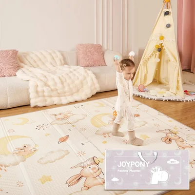 Joypony Play Mat, 50x50 Inch Foldable Baby Play Mats for Babies and Toddlers, Waterproof & Anti-Slip Portable Baby Floor Mat, Baby Mat for Floor with Travel Bag
