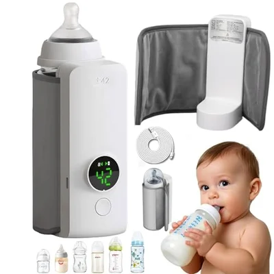 Portable Baby Bottle Warmer – Cordless Rechargeable Design with Smart 6-Level Temperature Control for Safe, Fast Heating Anytime, Anywhere