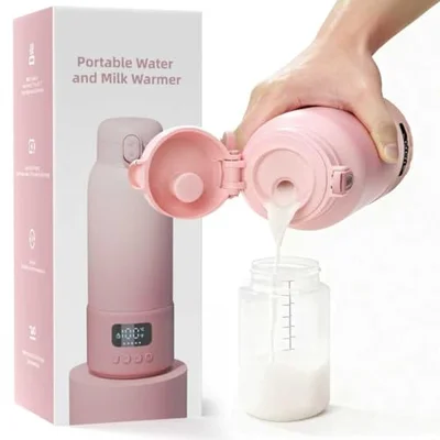 Portable Baby Bottle Warmer for On the Go: 500 ml Heating Modes for Breast Milk and Water, Fast Heating and Long Battery Life, Large Capacity for All Day