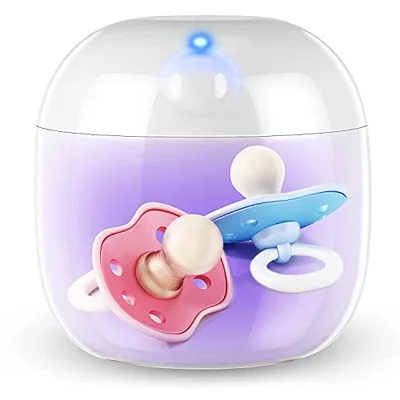 Portable Dummy Steriliser, Mini UV-C Sanitizer Box for Pacifier, 99.99% Sterilization in 3 Mins, USB-C Rechargeable, Mini Sterilizer Box for Baby Pacifier, Bottle Nipples and More (Pink)