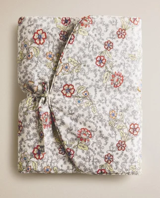 PORTABLE FLORAL BABY CHANGING MAT - LIGHT BEIGE