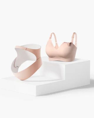 Pregnancy Comfort Bundle: Ergonest Belly Band and Ultra Soft Seamless Nursing Bra YN21 | Belly Band Size: M | Bra Size: S