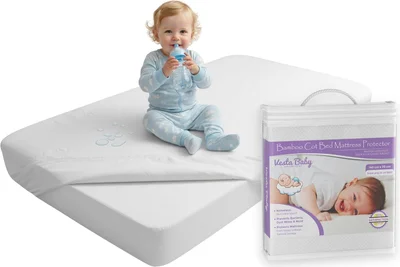 Vesta Baby Premium Cot Bed Mattress Protector 70 x 140 cm Noiseless Waterproof Pad Cover Fitted Sheet Natural Bamboo Silent Topper for Toddler Children Cotbed