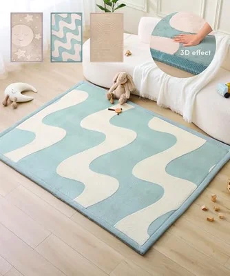 Premium Large Velvet Baby Play Mat 200x150x2.5cm – High-Density Memory Foam Area Rug – Stylish Playmat for Floor with Non-Slip Backing for Crawling, Soft Play & Tummy Time