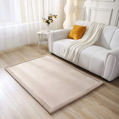Premium Large Velvet Baby Play Mat 200x150x2.5cm, Beige – High-Density Memory Foam Area Rug – Stylish Playmat for Floor with Non-Slip Backing for Crawling, Soft Play & Tummy Time - Easy Care Rug - Beige / 120 X 170 Cm