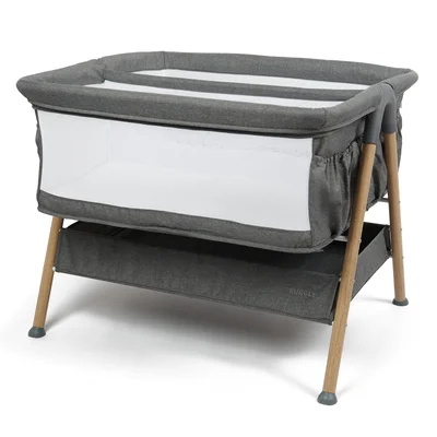 Puggle Dreamy Twin Bedside Crib - Grey