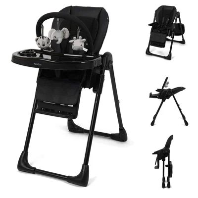 Puggle Foodie Eat & Play 9-in-1 Hi-Lo Highchair From Birth - Midnight Black
