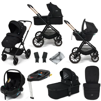 Puggle Santiago 3-in-1 Special Edition i-Size Travel System with ISOFIX Base 8-Piece Bundle - Shadow Black - Default
