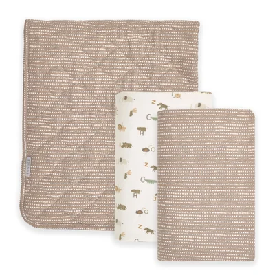 Puggle Wild at Heart 3-Piece Pure Cotton Jersey Cot Bed Bedding Set - Safari/Latte