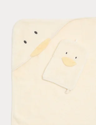 Pure Cotton Duck Towel and Mitt Set - Yellow