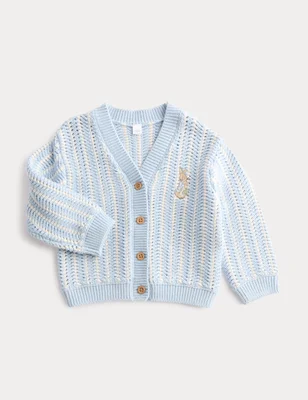 Pure Cotton Peter Rabbit™ Cardigan (0-3 Yrs) - Light Caramel