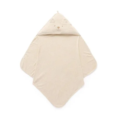 Purebaby Bear Hooded Towel - Wheat Melange