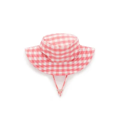 Purebaby Broad Brim Swim Hat - Pomegranate Gingham