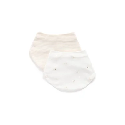 Purebaby Dribble Bib 2 Pack - Vanilla Bear Pack