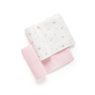 Purebaby Muslin Wrap 2 Pack - Wheat Wattle Bee