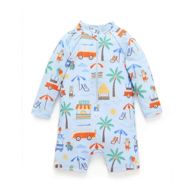 Purebaby Printed Long Sleeved Sunsuit - Cancun Print