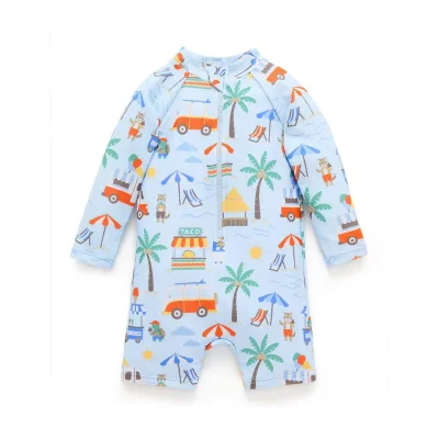 Purebaby Printed Long Sleeved Sunsuit