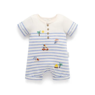 Purebaby Resort Growsuit - Pacific Mini Stripe
