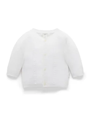 Purebaby Essentials Layette Cardigan - Regular / White