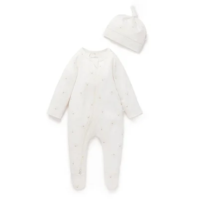 Purebaby Zip Sleepsuit & Hat Set