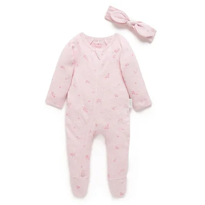 Purebaby Zip Sleepsuit & Headband Set