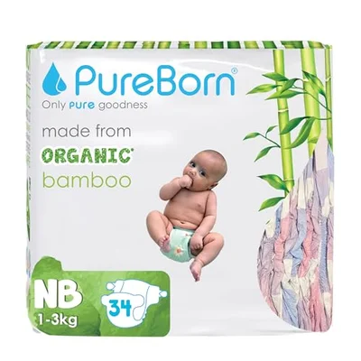 PureBorn Eco Organic Bamboo Nappies - Multicolor / Newborn (<5 kg)