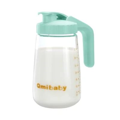 Qmibaby 34oz Breast Milk Pitcher, Breast Milk Storage Containers for Fridge, Breastfeeding Essentials with Sealing Ring, No Leak Glass Pitcher with Handle and Lid for Ice Tea Juice (Green)
