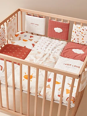 Quilted Play Mat / Playpen Base Mat in Organic* Cotton, Happy Sky - Happy Sky