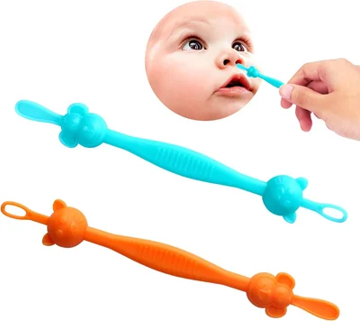 Qunlions Life Safe Baby Nasal Booger and Ear Cleaner - Dual-Ended, Cute Animal Style, BPA, PVC, Red, Baby - Red