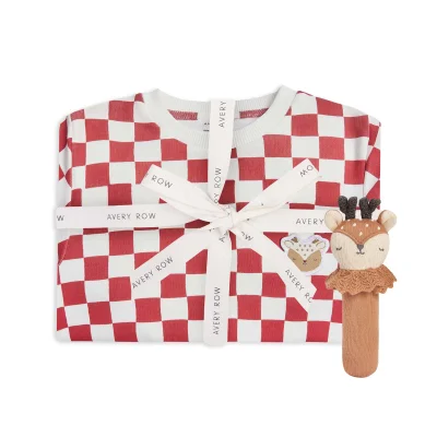 Red Checkerboard Pyjamas & Dainty Deer Bundle