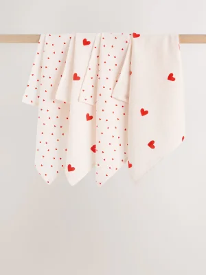 Red Hearts Baby Muslins Cloths