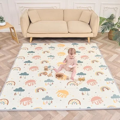 Reversible and Non-Toxic Thick Foldable Waterproof Foam Baby Play Mat 180x160x1cm. Floor Mat for Kids Toddlers Children. for Boy or Girl Child's Room. Extra Large Size SUPERBE BEBE ® - Pure Big Love / 150x180cm