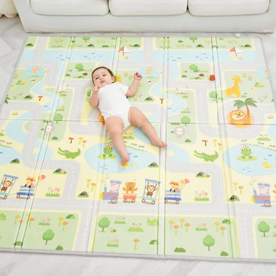 Reversible and Non-Toxic Thick Foldable Waterproof Foam Baby Play Mat 180x160x1cm. Floor Mat for Kids Toddlers Children. for Boy or Girl Child's Room. Extra Large Size SUPERBE BEBE ® - 150x180cm