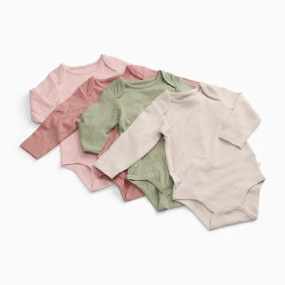 Ribbed Long Sleeve Bodysuit 4 Pack