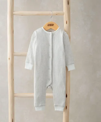 Ribbed Long-Sleeve Romper - Grey - Up To 1 Month